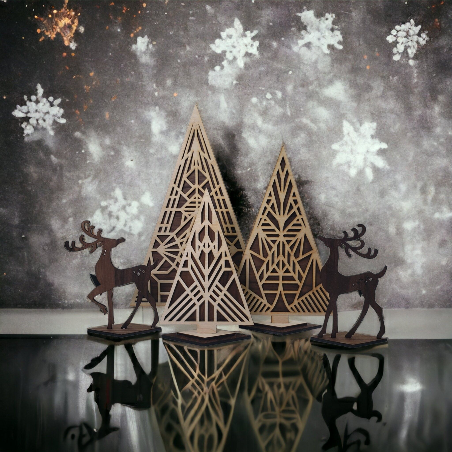 Modern Deco Trees and Deer