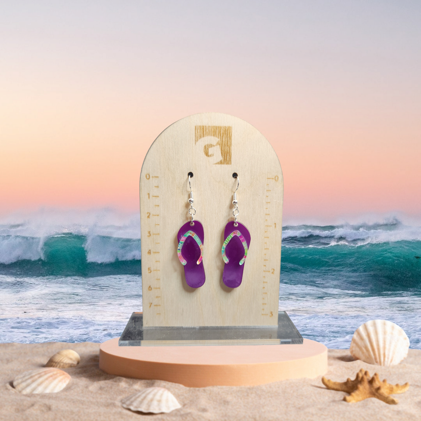 Purple and Floral Flip Flops