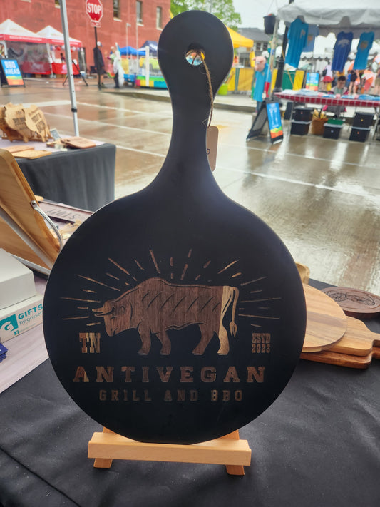 AntiVegan - Large Round Black Paddle