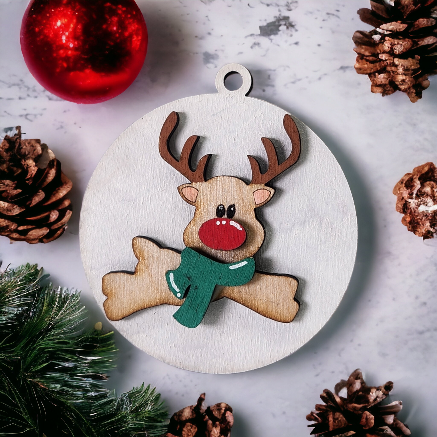 Christmas Ornament - Reindeer with Scarf