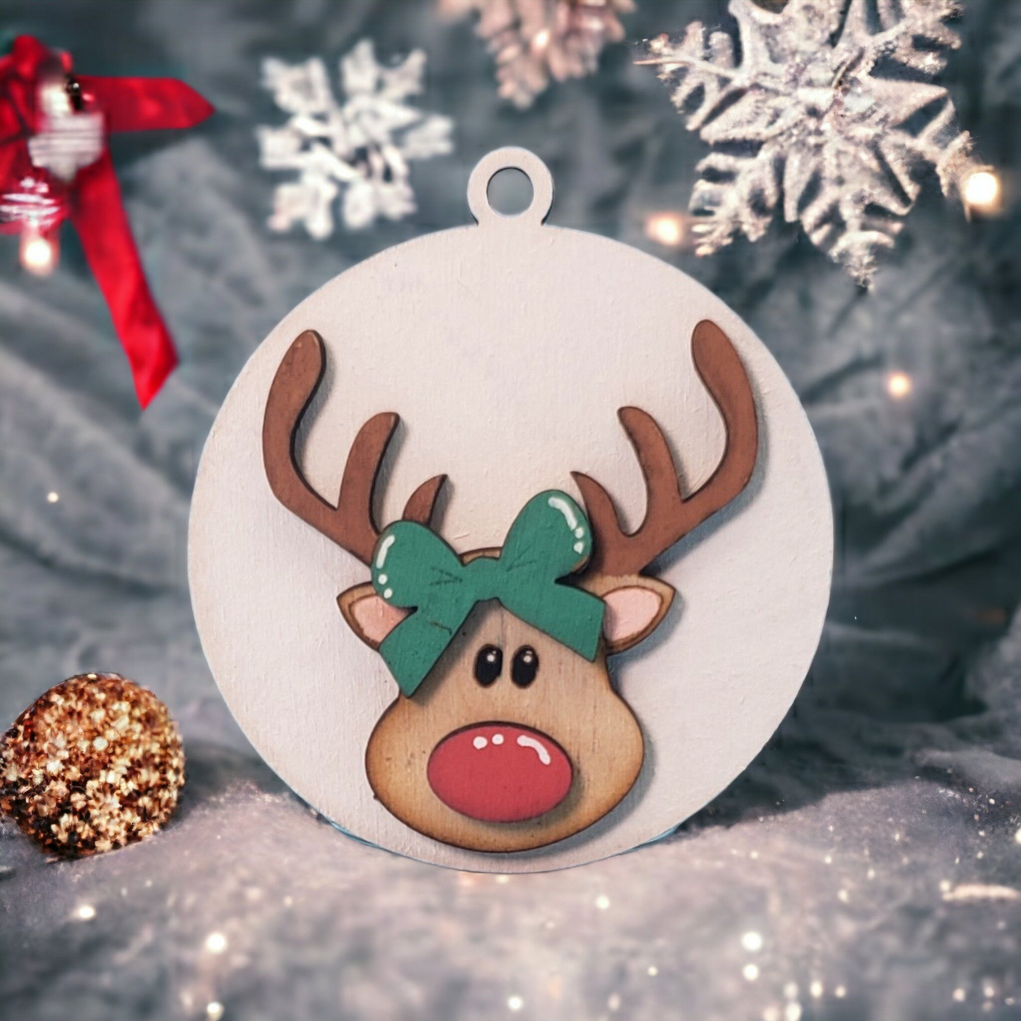 Christmas Ornament - Reindeer with Bow