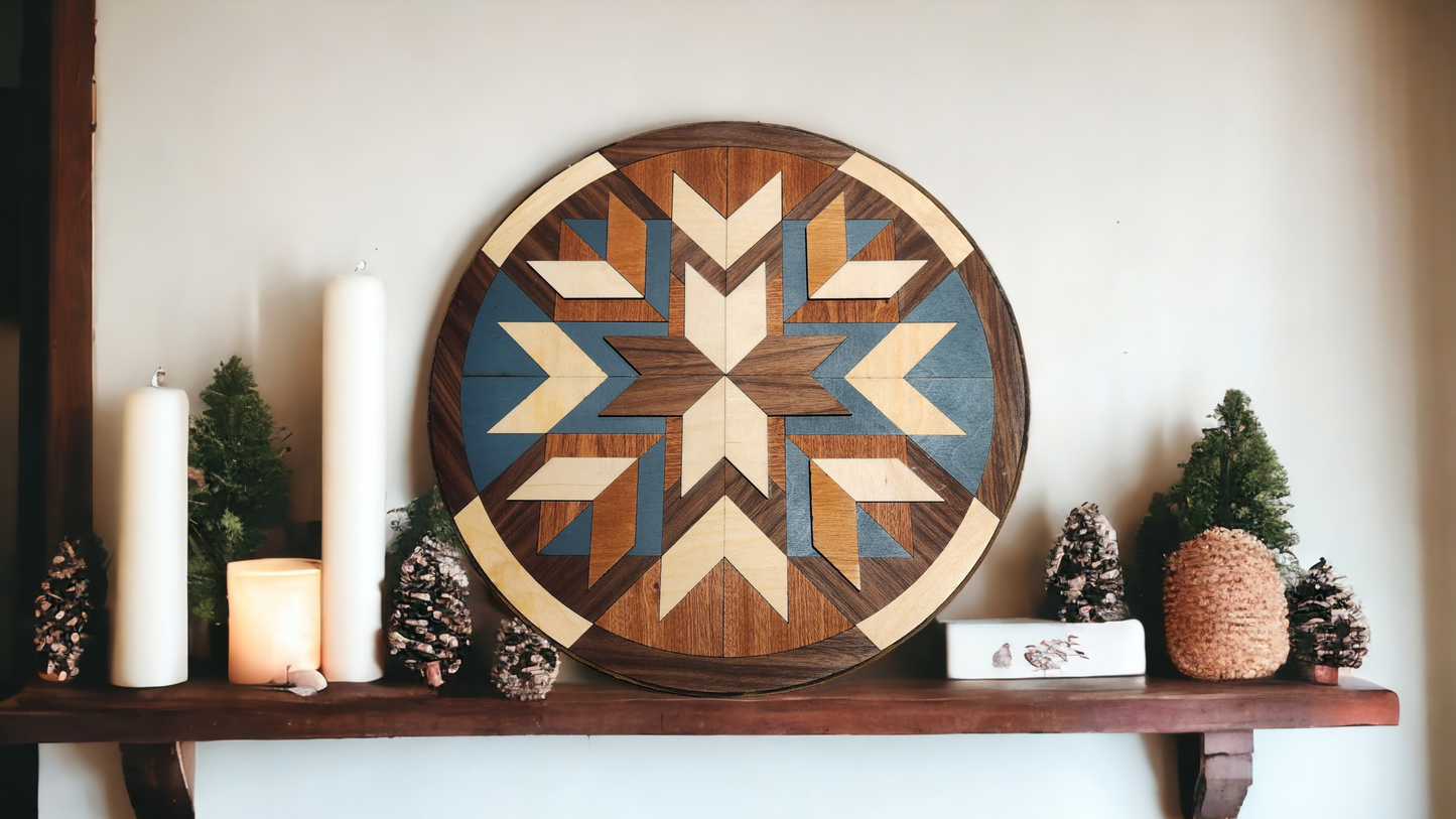 Leather Wrapped Barn Quilt Round