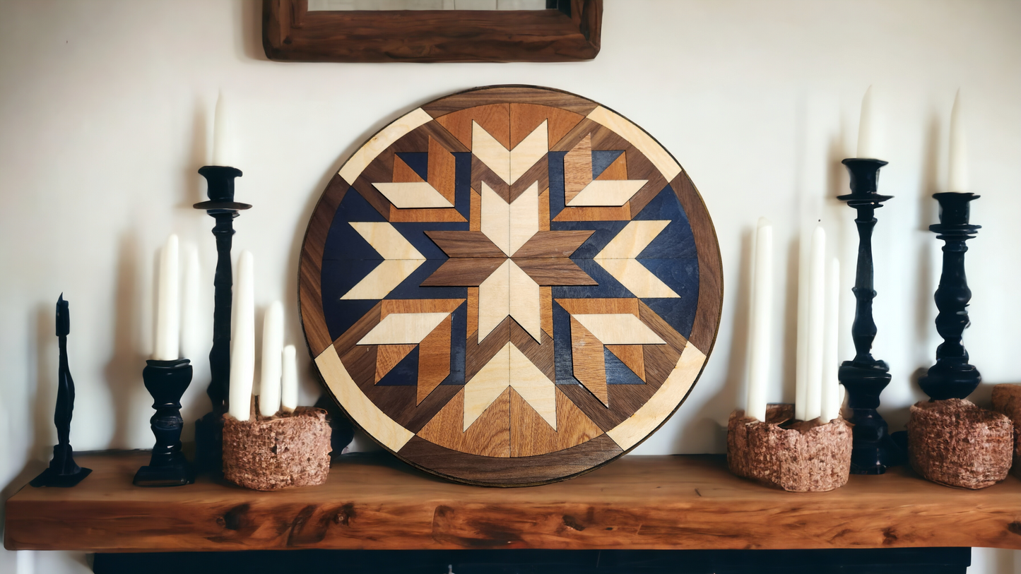 Leather Wrapped Barn Quilt Round